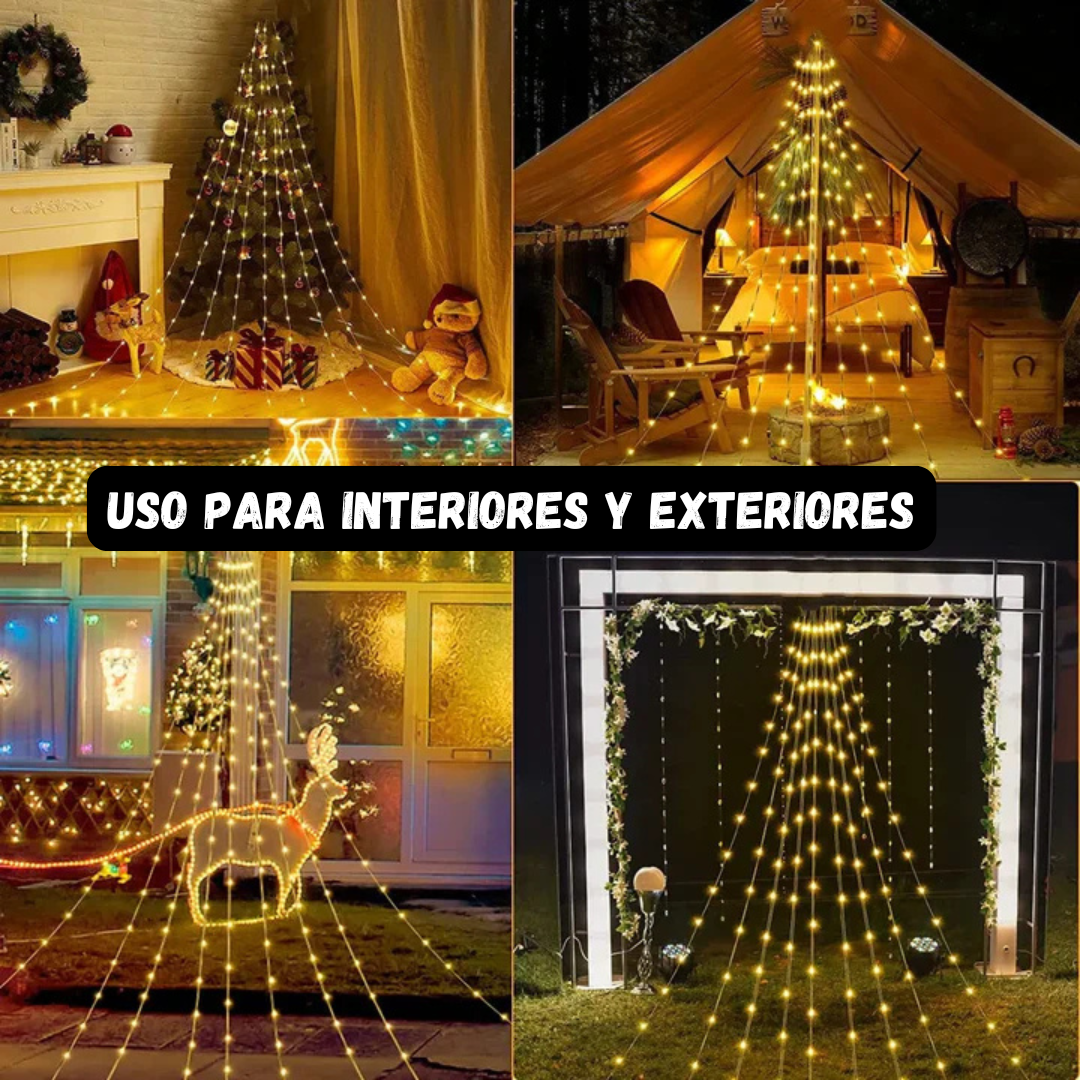 🌟🎄Luces Cascada de Navidad🎄🌟¡Con Panel Solar +12 Horas Continuas de Luz!